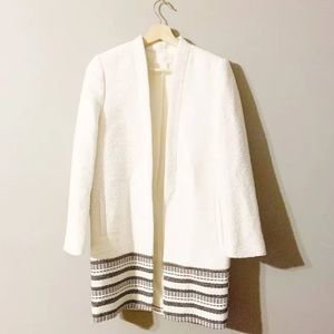 H&M | Embroidered Long Open Jacket Coat Size 6